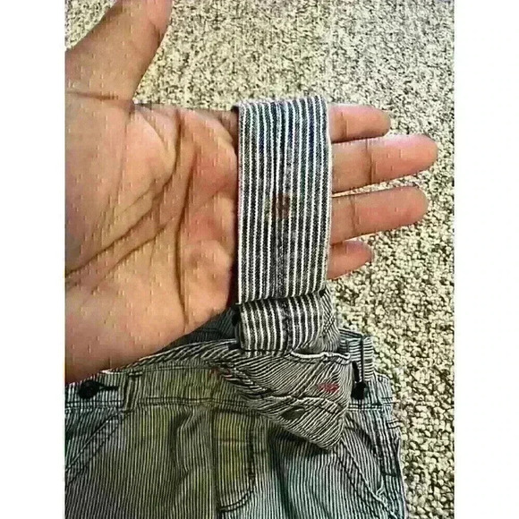 Vintage Osh Kosh B'gosh Vestbak Blue And White Striped Overalls Size 18 Mos - Picture 5 of 7